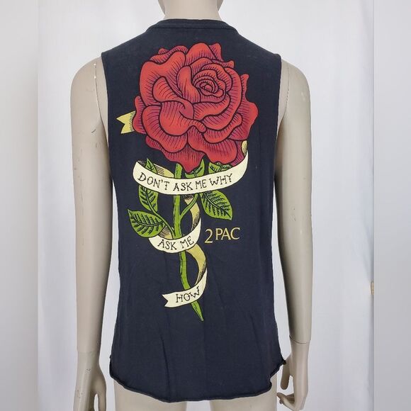 Custom Tupac Sleeveless Top with Rose "Don't ask me why, Ask me how" - Picture 3 of 8